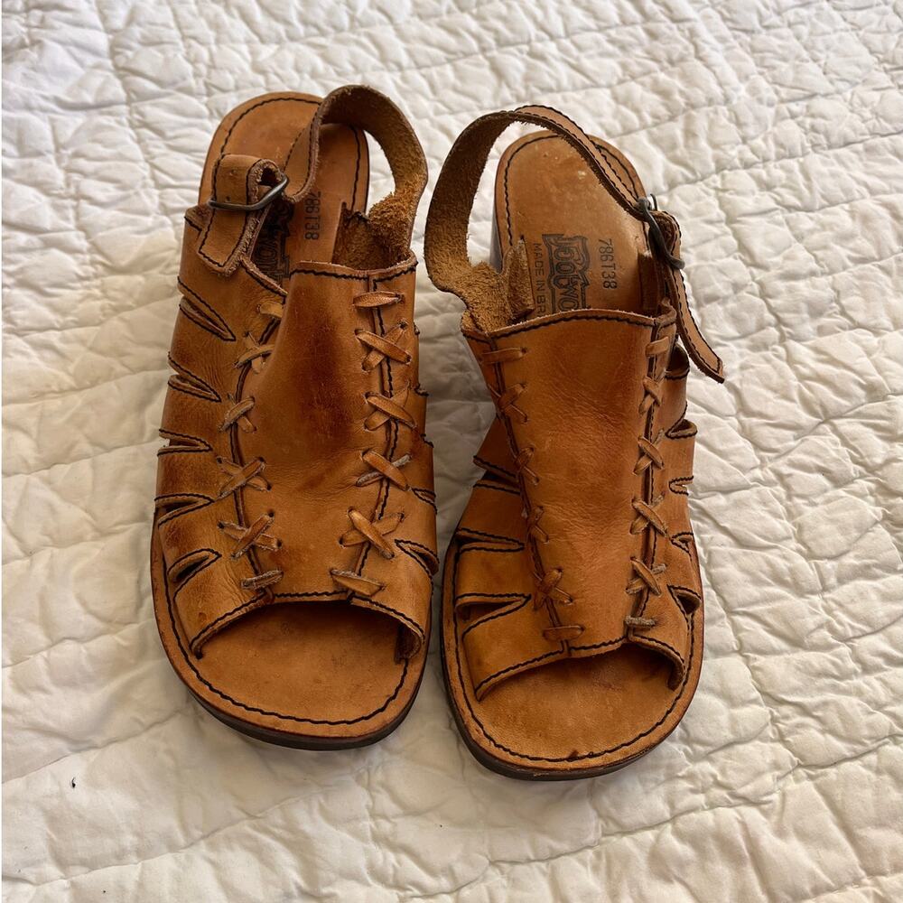 Footworks Made in Brasil VTG Fisherman Sandals 8.5 Tan leather Boho